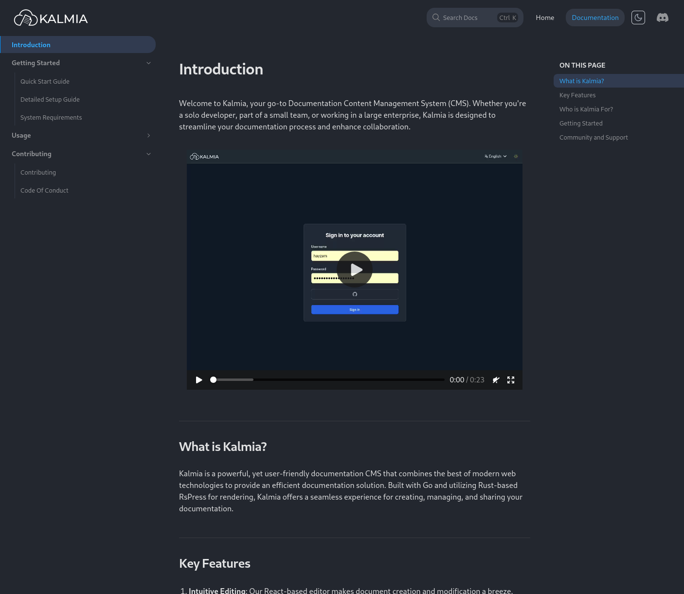 Kalmia Frontend Screenshot